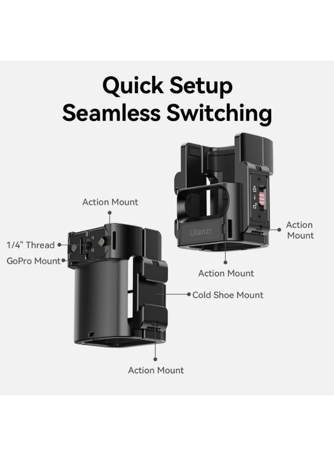 يولانزي اولانزي ملحق محول تمديد PK-06 لدي جيه اي اوسمو بوكيت 3، حامل معدني من الالومنيوم مع فتحات برغي 1/4 انش، واجهة كاميرا اكشن، دي جيه اي اوسمو بوكيت 3 ملحقات سريعة الفك - Image 3