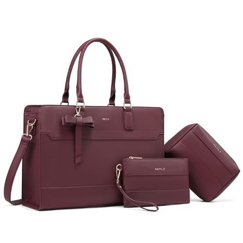 Keyli Laptop Bag Sets Work Bags for Women156 Inch Laptop Tote Bag Purses Waterproof Vegan Leather Computer Briefcase Professional Business Shoulder Handbags for Teacher Office Travel Wine Red - Image 1