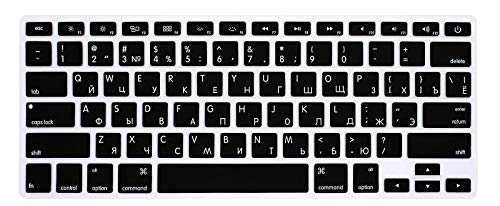 WYGCH Russian Language Silicone Keyboard Cover Skin for MacBook Pro 13 inch 15 inch 17 inch(with or w/Out Retina Display) Silicone Skin for iMac and Air 13", USA Version Russian/English Cyrillic - Image 1
