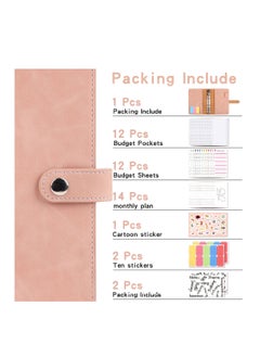 Y&D Pink PU Leather A6 Budget Binder Notebook Cash Envelope Organizer System With 44 Pieces Accessories  - Image 2