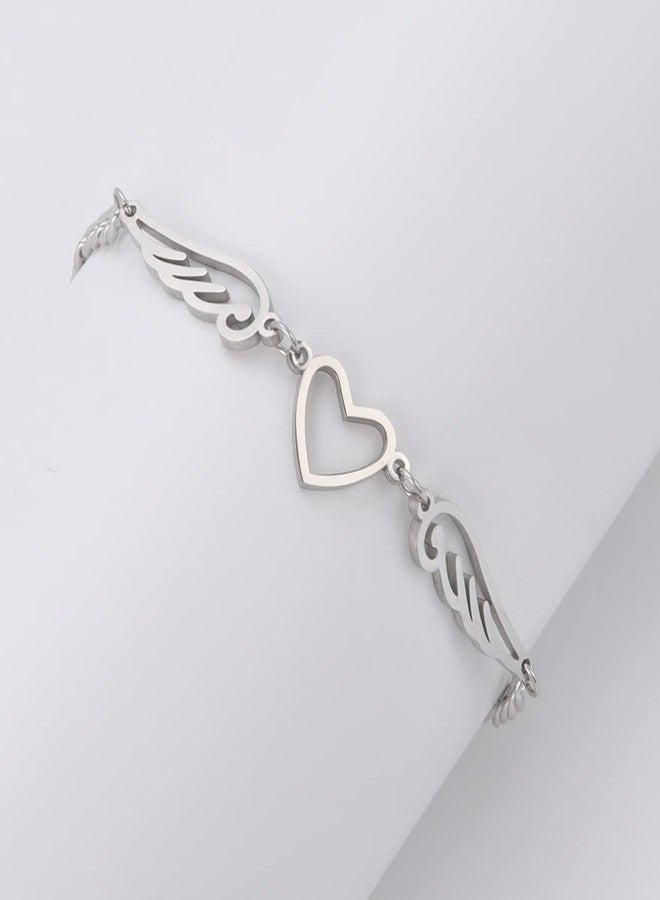 UNIFT Anklet For Women - Angel Wings Heart Anklet - Stainless Steel Hollow Out Adjustable Wings Heart Charm Ankle Chain Jewelry Gift For Women - Image 3