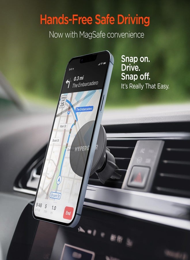 HyperGear MagSafe Magnetic Phone Holder Car Phone Holder Mount for Air Vent, Cellphone Holders Car Magnet Stand, Auto Magnetic Mount, Hands-Free Universal Holders w/Adapter Ring for iPhone, Android - Image 2