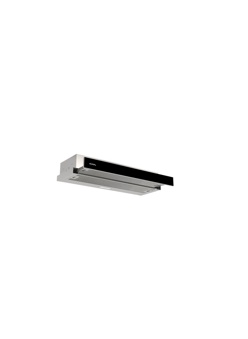 CM F6 BLACK GLASS 90cm Under-Cabinet Pull-Out Hood – Black Glass Range Hood with Aluminum Filters & 420 m³/h Suction - Image 3
