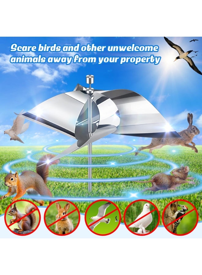 عبوة من قطعتين من أجهزة إخافة عاكسة تعمل بالرياح، رادع دوار عاكس للاستخدام في الخارج، للحديقة، والفناء، وديكور الحديقة، يمنع نقار الخشب والحمام من الطيران إلى حديقتك - Image 3