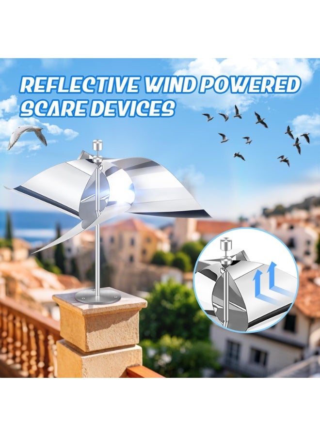 عبوة من قطعتين من أجهزة إخافة عاكسة تعمل بالرياح، رادع دوار عاكس للاستخدام في الخارج، للحديقة، والفناء، وديكور الحديقة، يمنع نقار الخشب والحمام من الطيران إلى حديقتك - Image 5