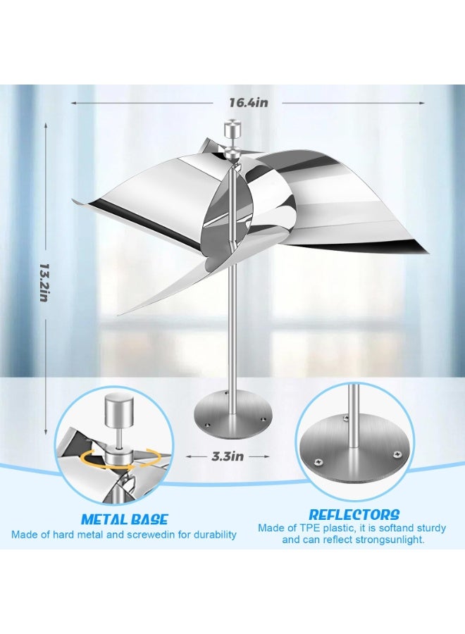 عبوة من قطعتين من أجهزة إخافة عاكسة تعمل بالرياح، رادع دوار عاكس للاستخدام في الخارج، للحديقة، والفناء، وديكور الحديقة، يمنع نقار الخشب والحمام من الطيران إلى حديقتك - Image 2