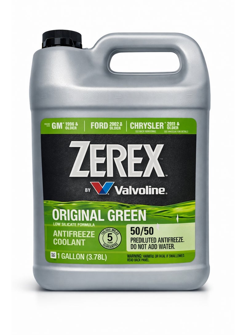 Valvoline Zerex Original Green Antifreeze Coolant 50/50 Pre-Mixed – 1 Gallon (3.78L) – Ready to Use Radiator Coolant