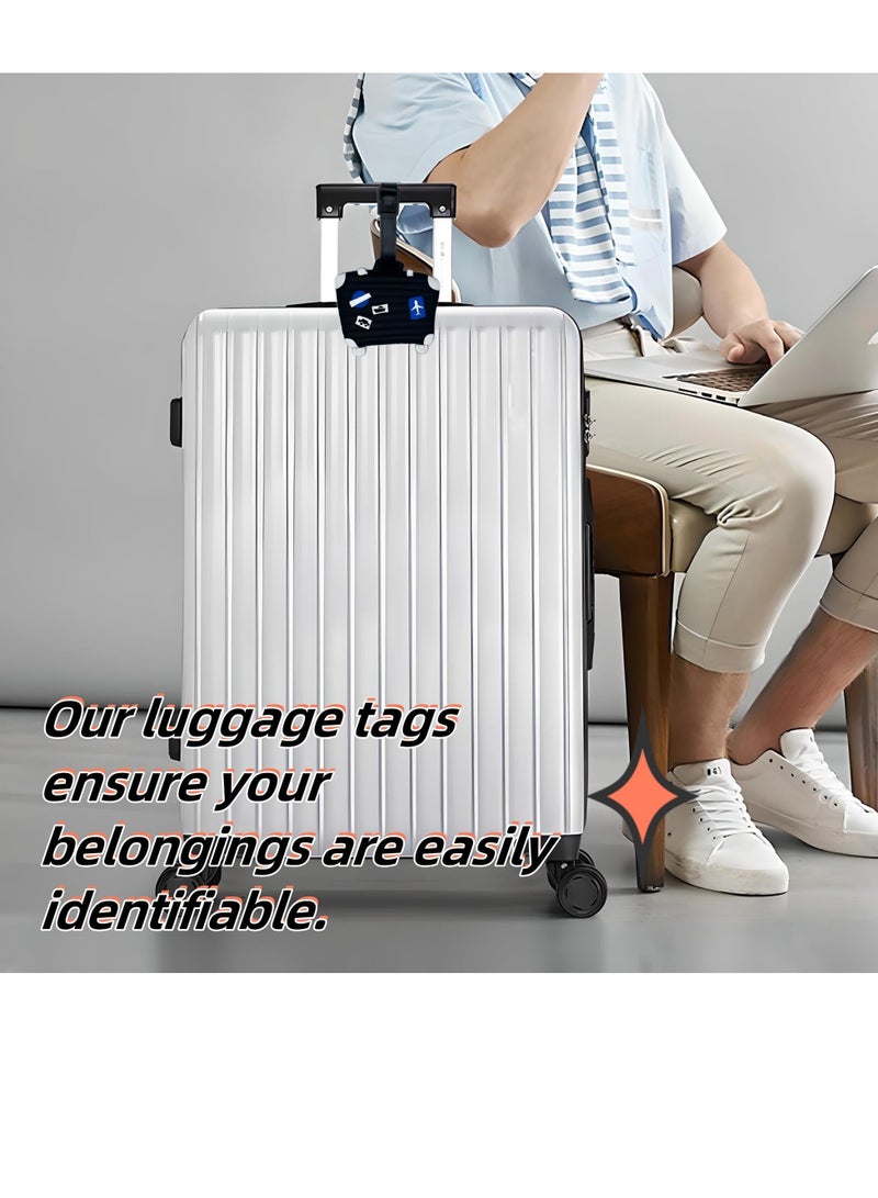 Excefore Silicone Luggage Tag, Luggage Identifier, 2-Pack Suitcase Cute Anime Cartoon Animal Colorful Silicone ID Tags, for Quickly Spot Luggage Tags, for Kids Women Men Girls (Black) - Image 3