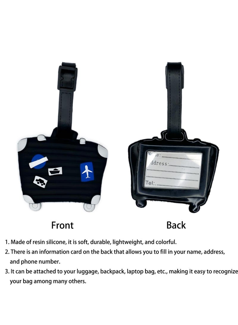 Excefore Silicone Luggage Tag, Luggage Identifier, 2-Pack Suitcase Cute Anime Cartoon Animal Colorful Silicone ID Tags, for Quickly Spot Luggage Tags, for Kids Women Men Girls (Black) - Image 2