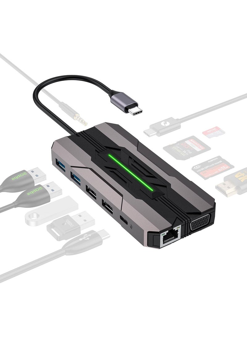 Excefore USB C Laptop Docking Station, 13 in 1 USB C Hub Multiport Adapter Dongle with 4K HDMI, 2*USB 3.0&USB 2.0, 1*USB C, VGA, 100W PD Charging, Suit for MacBook  - Image 1