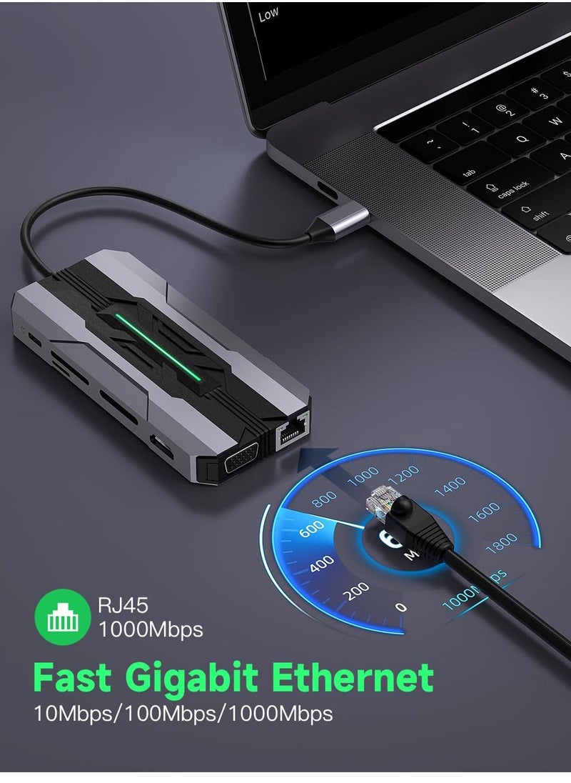 Excefore USB C Laptop Docking Station, 13 in 1 USB C Hub Multiport Adapter Dongle with 4K HDMI, 2*USB 3.0&USB 2.0, 1*USB C, VGA, 100W PD Charging, Suit for MacBook  - Image 4