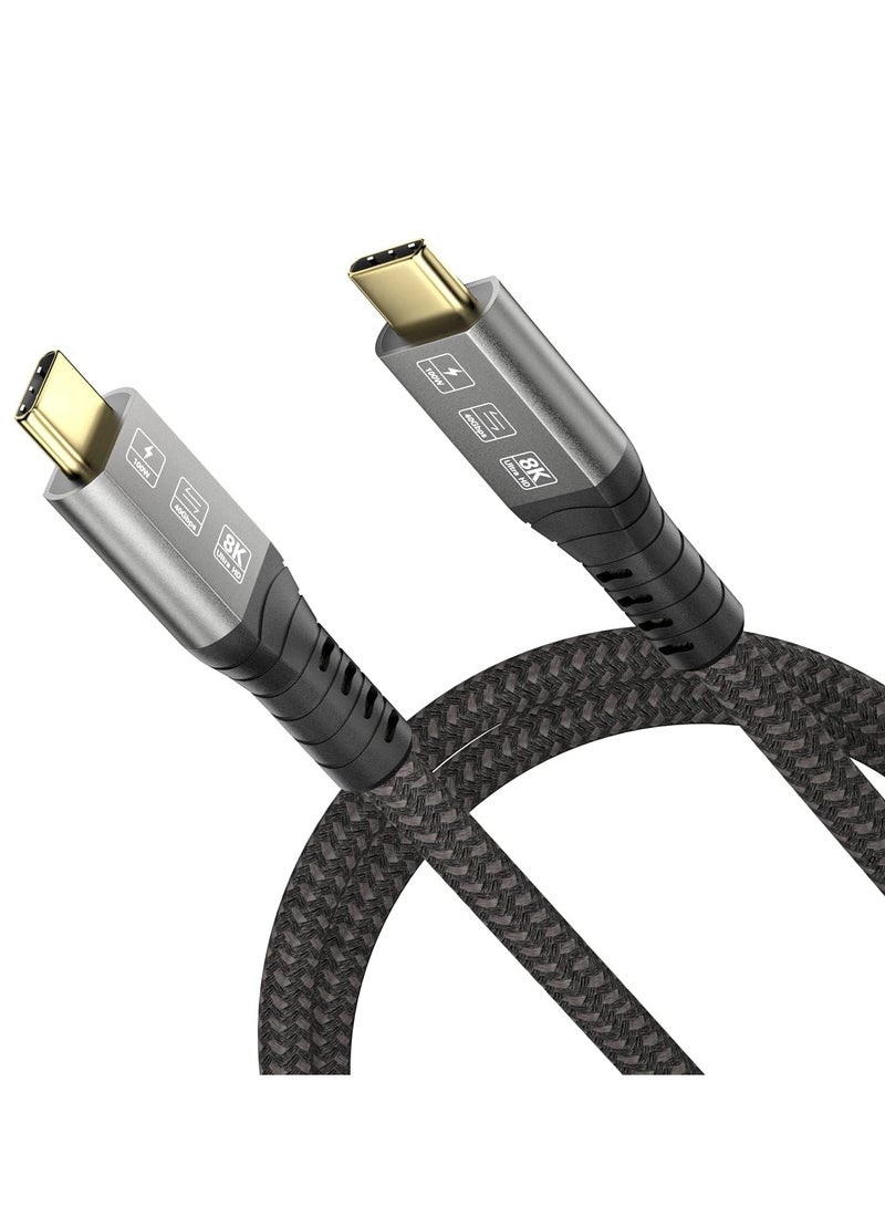 PD Fast Charging and Data Cable - USB Type C to Type C - USB 3.2 - Gen 3 - Thunderbolt 3 - E-Marker Chip - 20Gbps - 8K@60Hz - 20V/5A - 100W - 2M - Black - Image 1