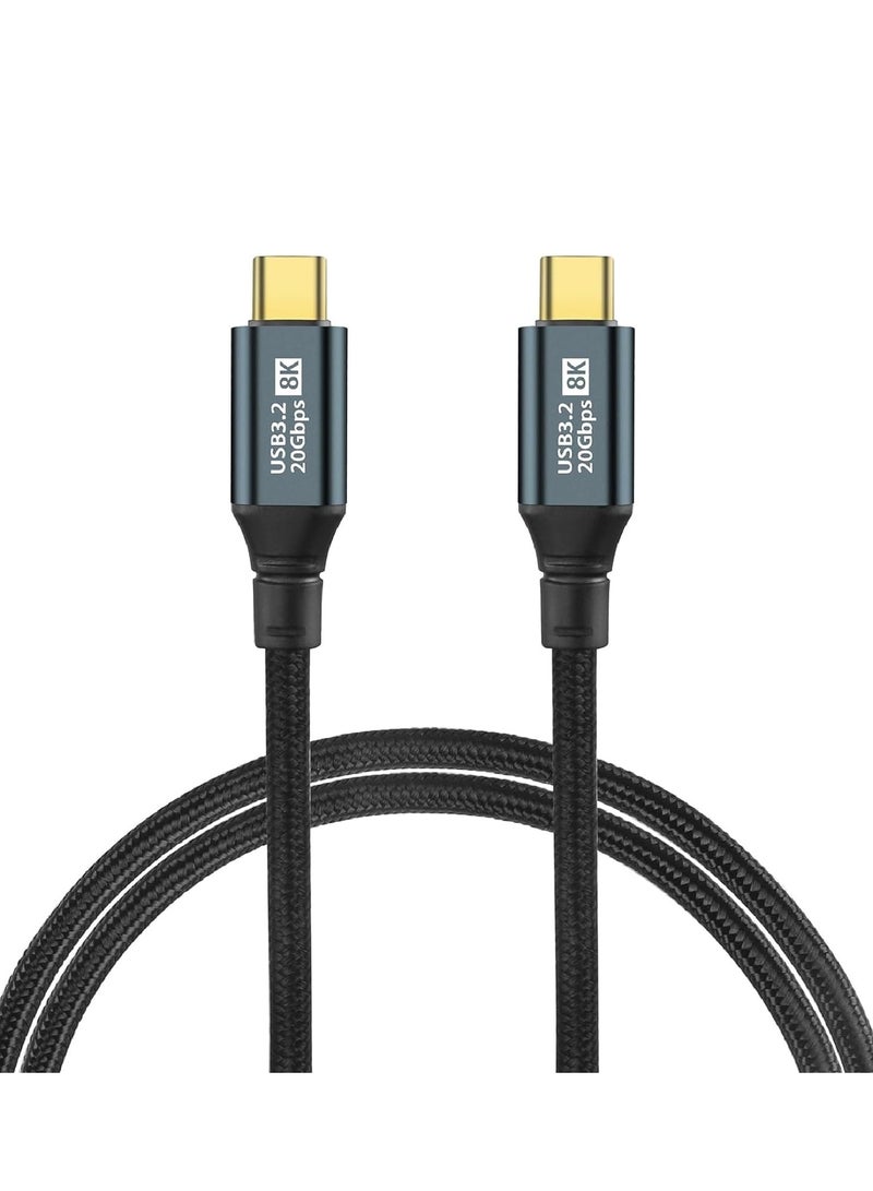PD Fast Charging and Data Cable - USB Type C to Type C - USB 3.2 - Gen 3 - Thunderbolt 3 - E-Marker Chip - 20Gbps - 8K@60Hz - 20V/5A - 100W - 2M - Black - Image 2