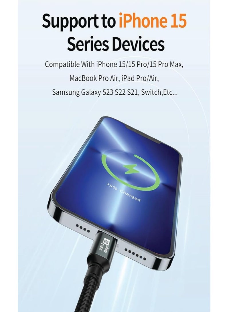 PD Fast Charging and Data Cable - USB Type C to Type C - USB 3.2 - Gen 3 - Thunderbolt 3 - E-Marker Chip - 20Gbps - 8K@60Hz - 20V/5A - 100W - 2M - Black - Image 4
