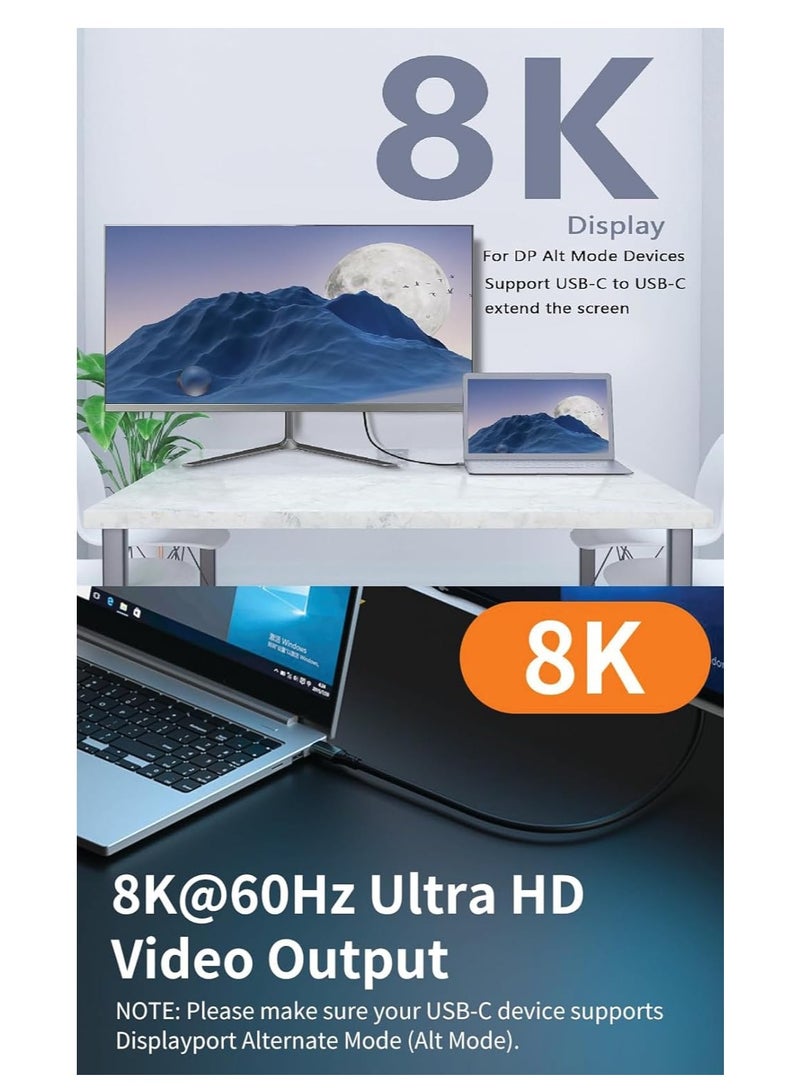 PD Fast Charging and Data Cable - USB Type C to Type C - USB 3.2 - Gen 3 - Thunderbolt 3 - E-Marker Chip - 20Gbps - 8K@60Hz - 20V/5A - 100W - 2M - Black - Image 5