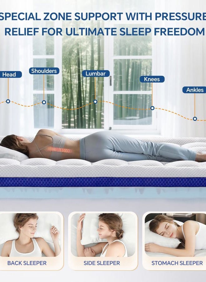 BEDELITE مرتبة كينغ سايز مع طبقة علوية مزدوجة 4 إنش من رغوة الذاكرة، 2 إنش من وسادة البامبو و 2 إنش من رغوة الجل الفاخرة، تناسب جيب عميق 6”-24” - Image 4