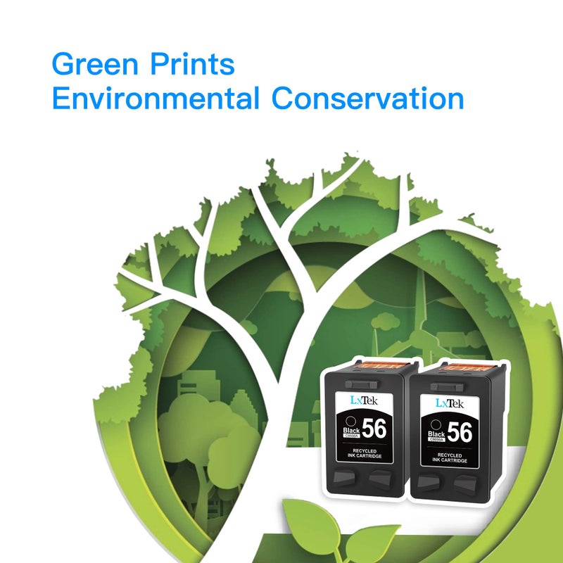 LxTek Remanufactured Ink Cartridge Replacement for HP 56 Ink to use with Deskjet 5850 5650 5150, Photosmart 7150 7260 7350 7960, PSC 2510 Printer (2 Black) - Image 5