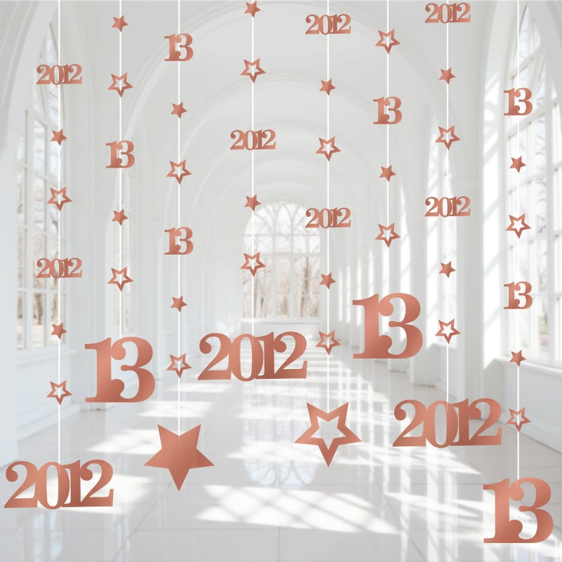 Eucutur Rose Gold 13Th Birthday Decorations For Girls  Pre-Strung Glitter Twinkle Number 2012 13 Years Old Hanging Streamer Banner Party Supplies  Pink Happy 13Th Bday Thirteen Official Teenager Decor - Image 1
