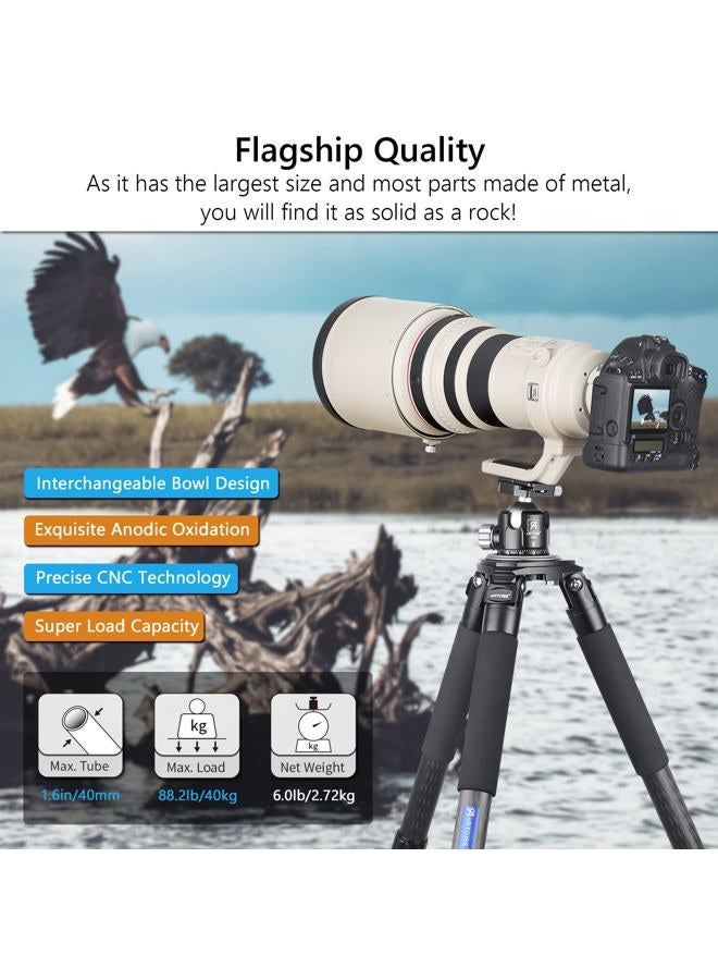 ARTCISE Heavy Duty Bowl Tripod, 10-Layer Carbon Fiber Tripod, AS90C Ultra Stable Camera tripod with 75mm bowl and adapter, 40mm leg tube, max load 88lbs/40kg - Image 2