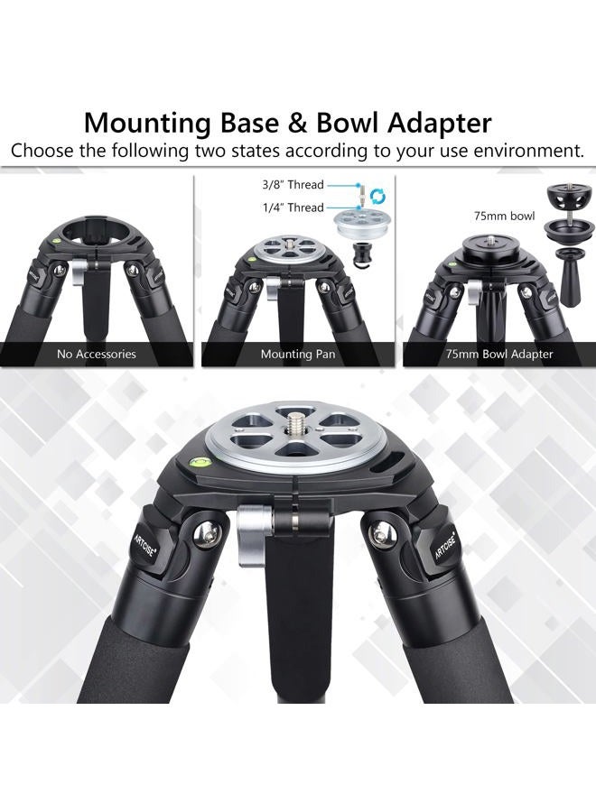 ARTCISE Heavy Duty Bowl Tripod, 10-Layer Carbon Fiber Tripod, AS90C Ultra Stable Camera tripod with 75mm bowl and adapter, 40mm leg tube, max load 88lbs/40kg - Image 4