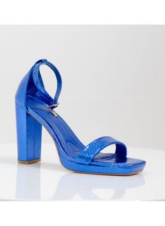 LAMARAPARIS Roshni one band ankle strap 10cm high heel sandal royal blue  - Image 1