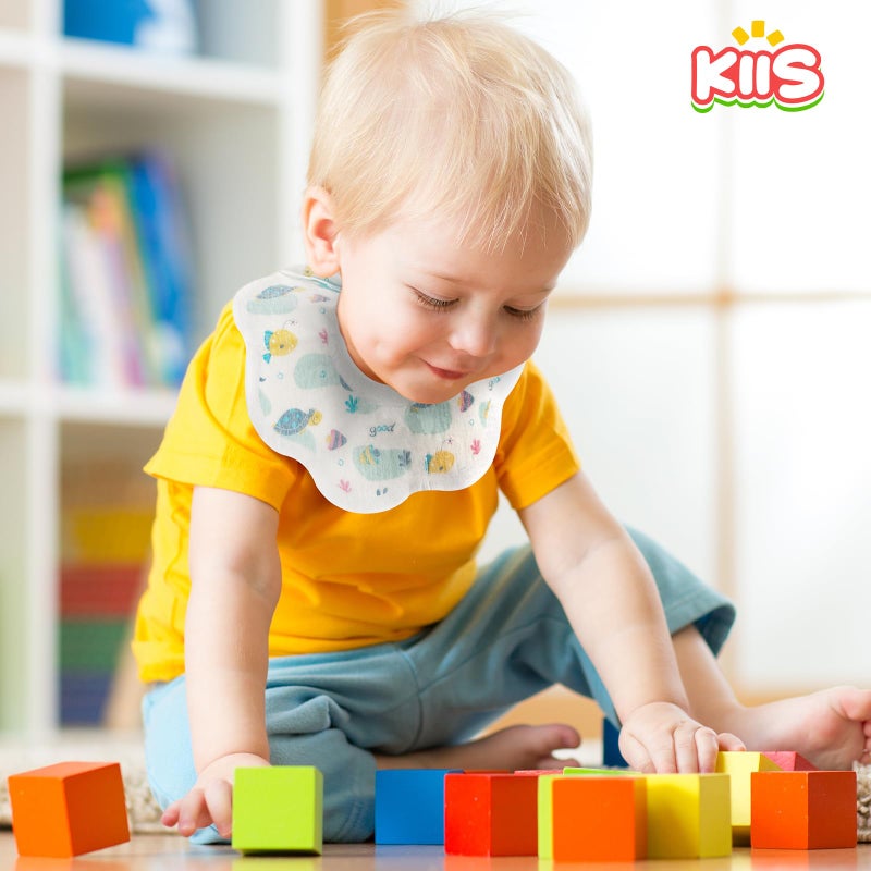 KIIS Disposable Baby Bibs for Baby Boys and Girls - Mess-Free Feeding, Ultra-Soft and Absorbent (20 PCS)(Ocean) - Image 2