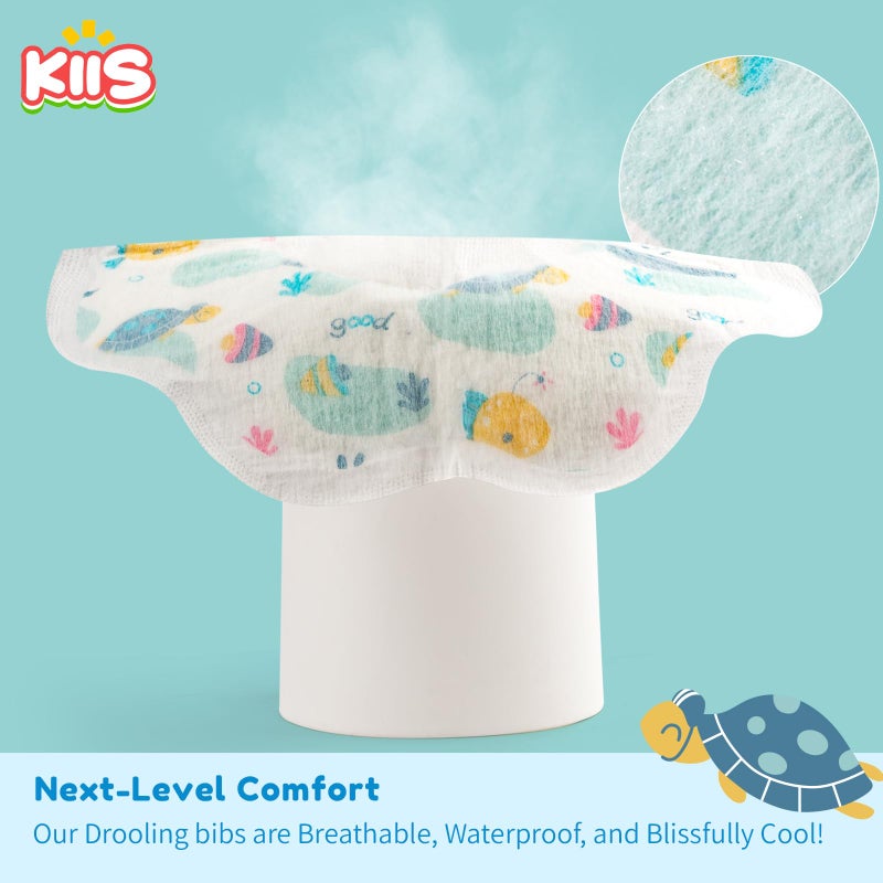 KIIS Disposable Baby Bibs for Baby Boys and Girls - Mess-Free Feeding, Ultra-Soft and Absorbent (20 PCS)(Ocean) - Image 5