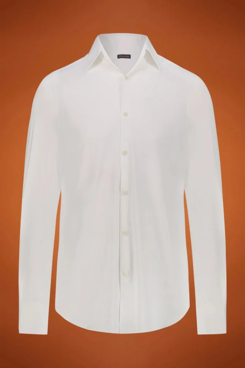 Men's welding shirts with classic collar nylon fabric solid colour regular fit - White