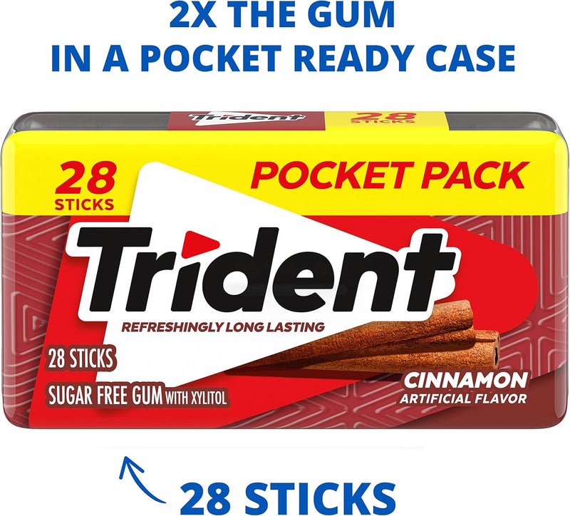 Trident Cinnamon Sugar Free Chewing Gum - 6 Pocket Packs - Image 4