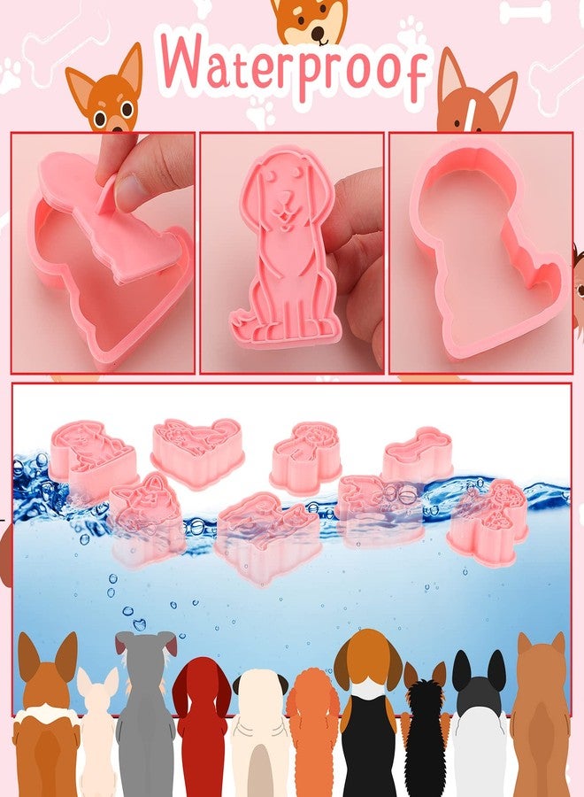 Vesici 8 Pcs Dog Shaped Cookie Stamps Set, 3D Puppy Cookie Stamps Cutters for Christmas Dog Birthday Party Favors Plastic Fondant Stamp Embosser DIY Biscuit Baking Molds(Vivid Style) - Image 5