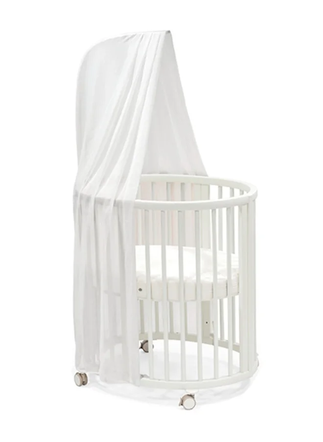 STOKKE Sleepi Minioval Baby Crib0 - 6 Months Height - Adjustable Base, Lockable Swivel Wheels White