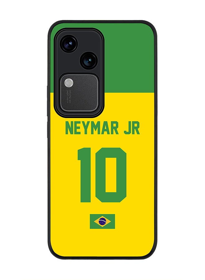 Stylizedd Rugged Black edge case for Vivo V30 5G, Slim fit Soft Case Flexible TPU Gel Thin Cover -  Football Team - Brazil, Player Name - Neymar Jr - Image 1