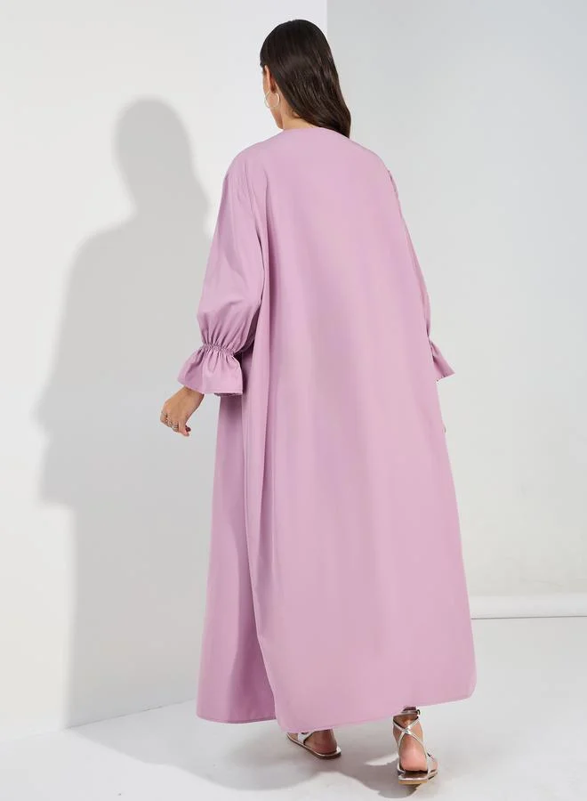 Styli Oversized Maxi Kimono with Frill Cuff