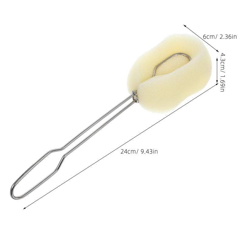 Long Handle Bottle Cleaning Brush with Replaceable Sponge Head Stainless Steel Travel Kitchen Tool - Image 3