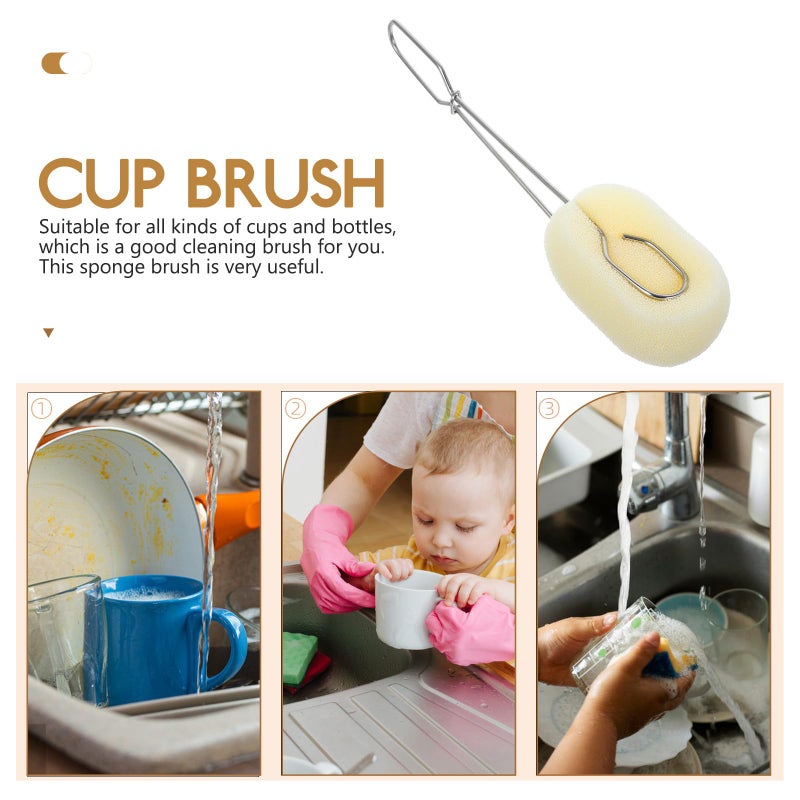 Long Handle Bottle Cleaning Brush with Replaceable Sponge Head Stainless Steel Travel Kitchen Tool - Image 4