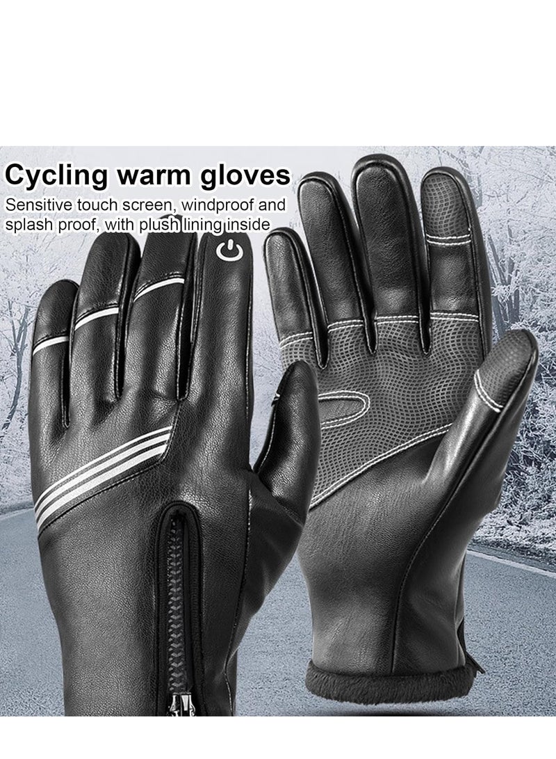 Barakah Motorcycle Gloves Touchscreen Men's Glves for PU Leather, Windproof and Waterproof Soft Cozy Motorbike Men Touch Screen Riding for Outdoor Running Sports Cycling Bike - Image 5