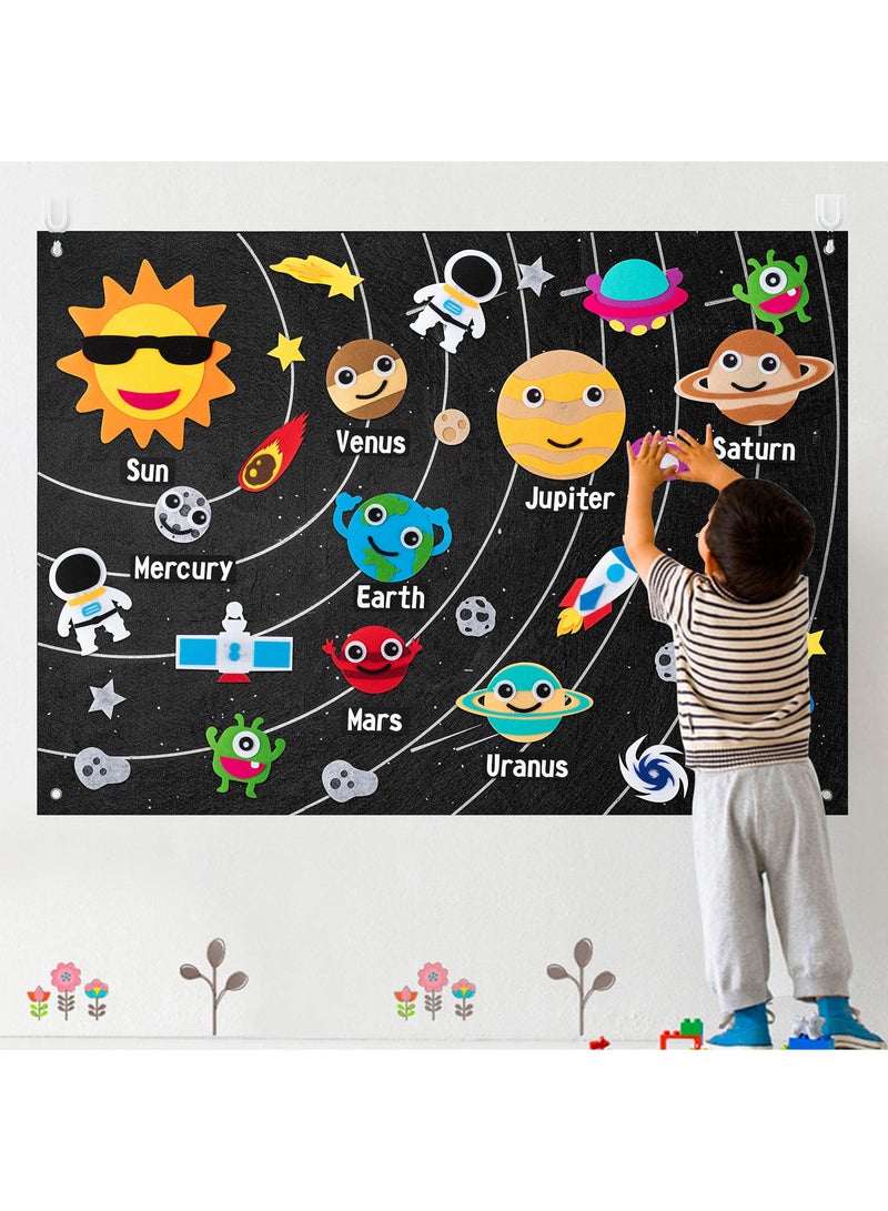 SYOSI 30Pcs Outer Space Felt Story Board Set Solar System Universe Storytelling Flannel Interactive Play Reusable Wall Hanging Gift for Boys Girls Without Letters - Image 1