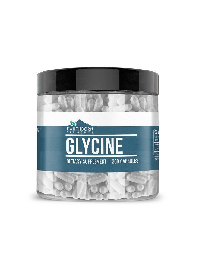earthborn elements Glycine 200 Capsules, Pure & Undiluted, No Additives - Image 1