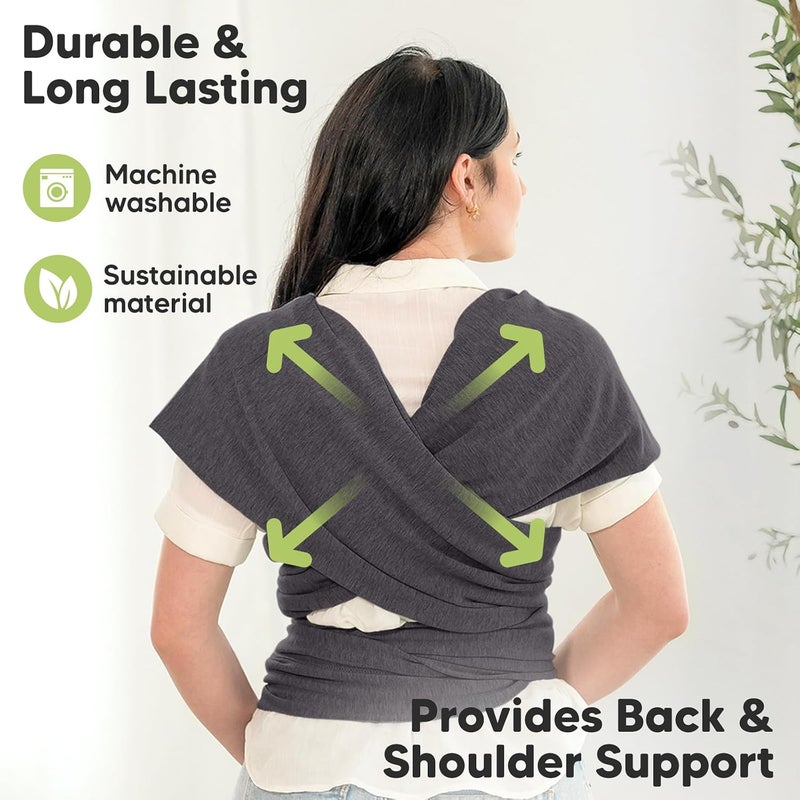 KeaBabies Baby All-in-1 Stretchy Wrap Carrier (Mystic Grey) - Image 5