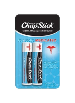 chapstick Classic Medicated Lip Balm Tubes Chapped Lips Treatment And Skin Protectant 0.15 Oz (Pack Of 2)  - Image 2