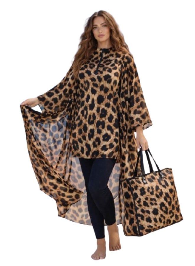 Modest burkini swimsuit for veiled women - Tiger print - 5 pieces