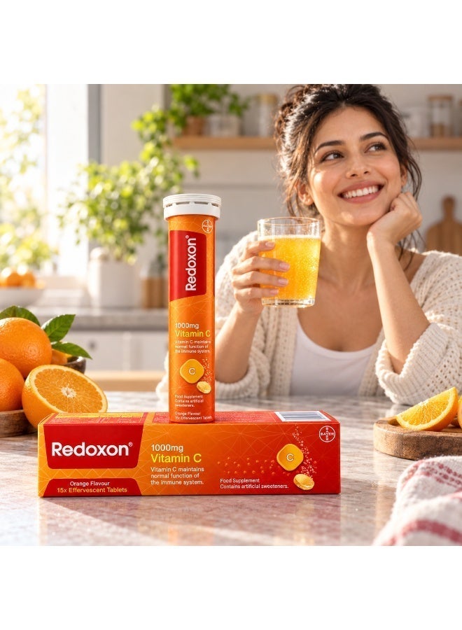 Redoxon Vitamin C 1000mg Orange Flavor Effervescent Tablets | Immune System & Antioxidant Support | Easy-Dissolve Daily Vitamin C Supplement for Adults and Children Above 12 Years | 15 Tablets - Image 5
