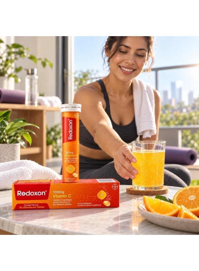 Redoxon Vitamin C 1000mg Orange Flavor Effervescent Tablets | Immune System & Antioxidant Support | Easy-Dissolve Daily Vitamin C Supplement for Adults and Children Above 12 Years | 15 Tablets - Image 4