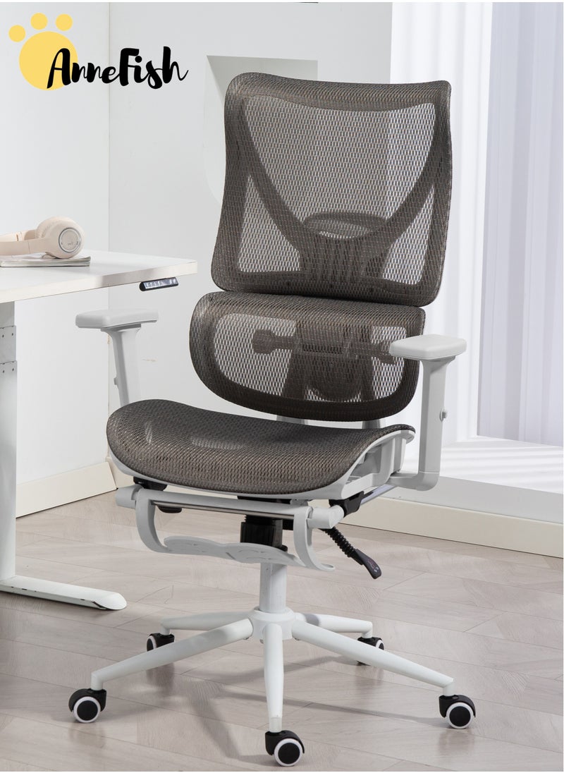 AnneFish - Ergonomic Mesh Office Chair With Footrest Desk Computer Chair With Adjustable Back Support Dynamic Lumbar Support And Wide Seat High Back Gaming Home Swivel Task Desk Chairs - Image 1
