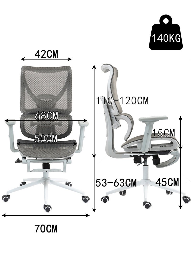 AnneFish - Ergonomic Mesh Office Chair With Footrest Desk Computer Chair With Adjustable Back Support Dynamic Lumbar Support And Wide Seat High Back Gaming Home Swivel Task Desk Chairs - Image 1
