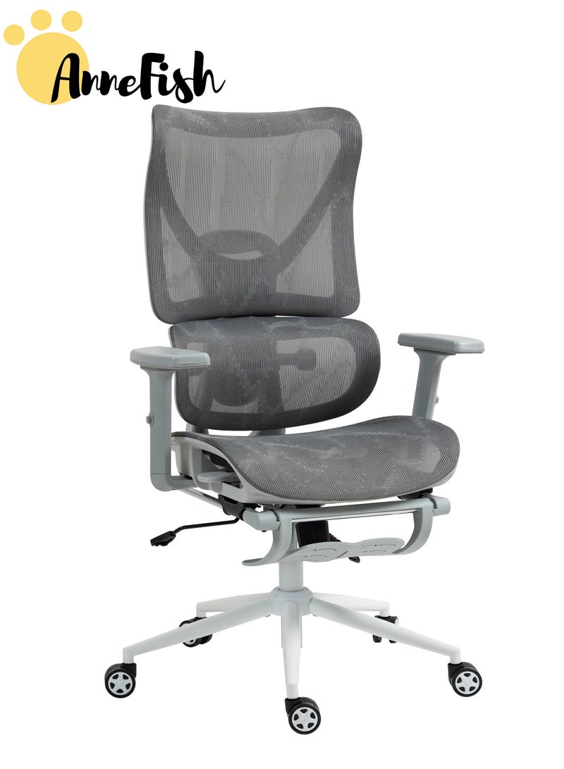 AnneFish Ergonomic Mesh Office Chair With Footrest Desk Computer Chair With Adjustable Back Support Dynamic Lumbar Support And Wide Seat High Back Gaming Home Swivel Task Desk Chairs - Image 1