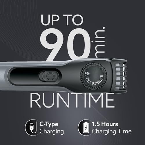 AGARO Beard Trimmer MT2525, Cordless ElectricBeard_Trimmer with Precision Dial, USB Rechargeable, 20 Length Settings Mustache Trimmer for Mens Gifts - Image 5