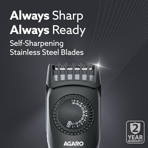 AGARO Beard Trimmer MT2525, Cordless ElectricBeard_Trimmer with Precision Dial, USB Rechargeable, 20 Length Settings Mustache Trimmer for Mens Gifts - Image 4