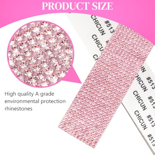 MAYCREATE® 1Roll Self Adhesive Crystal Rhinestone Ribbon Diamond Bling Tape, Rhinestones Strips Sticker for Arts Crafts Wedding Birthday Party DIY Event Car Phone Decoration, Pink - Image 3