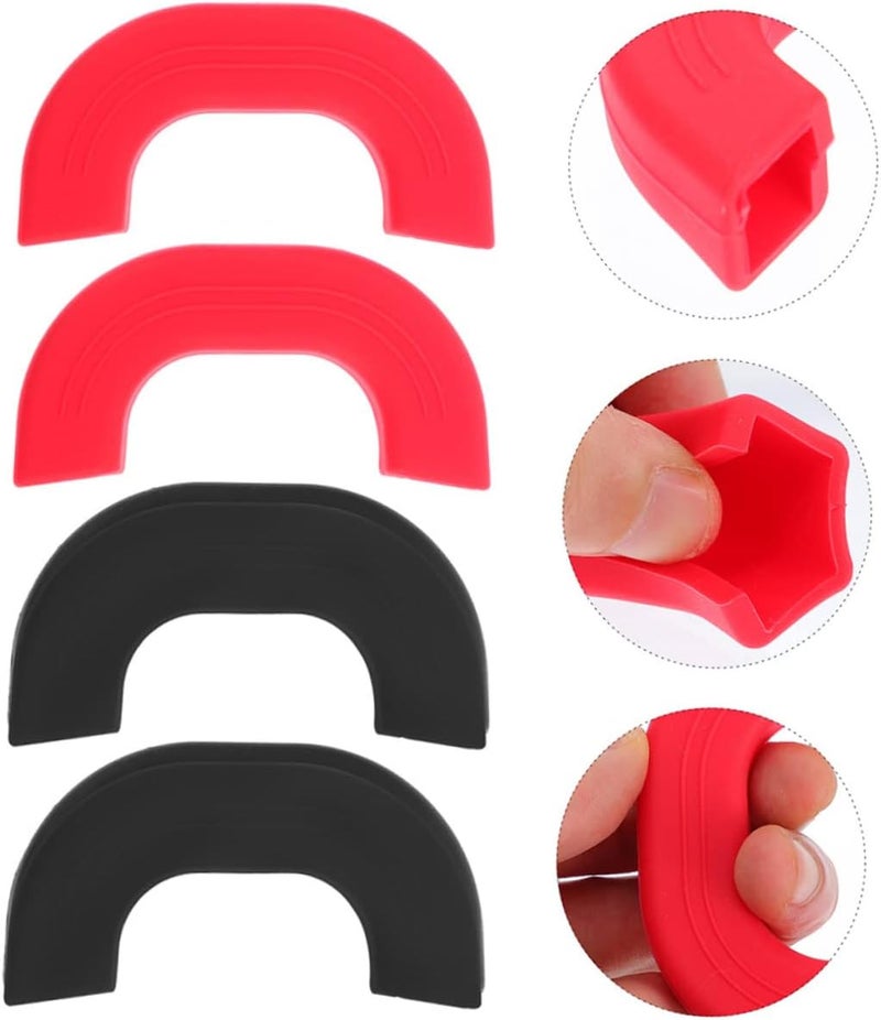 4pcs Silicone Pot Handle Covers Heat Resistant Grip Sleeves for Cookware Non-Slip Insulation Protector for Safe Cooking Fits Standard Handles Red Black - Image 2